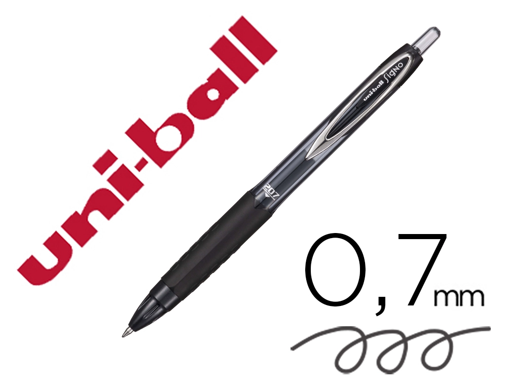 Boligrafo Uni-Ball Signo 207e Retractil 0,7 mm Color Negro
