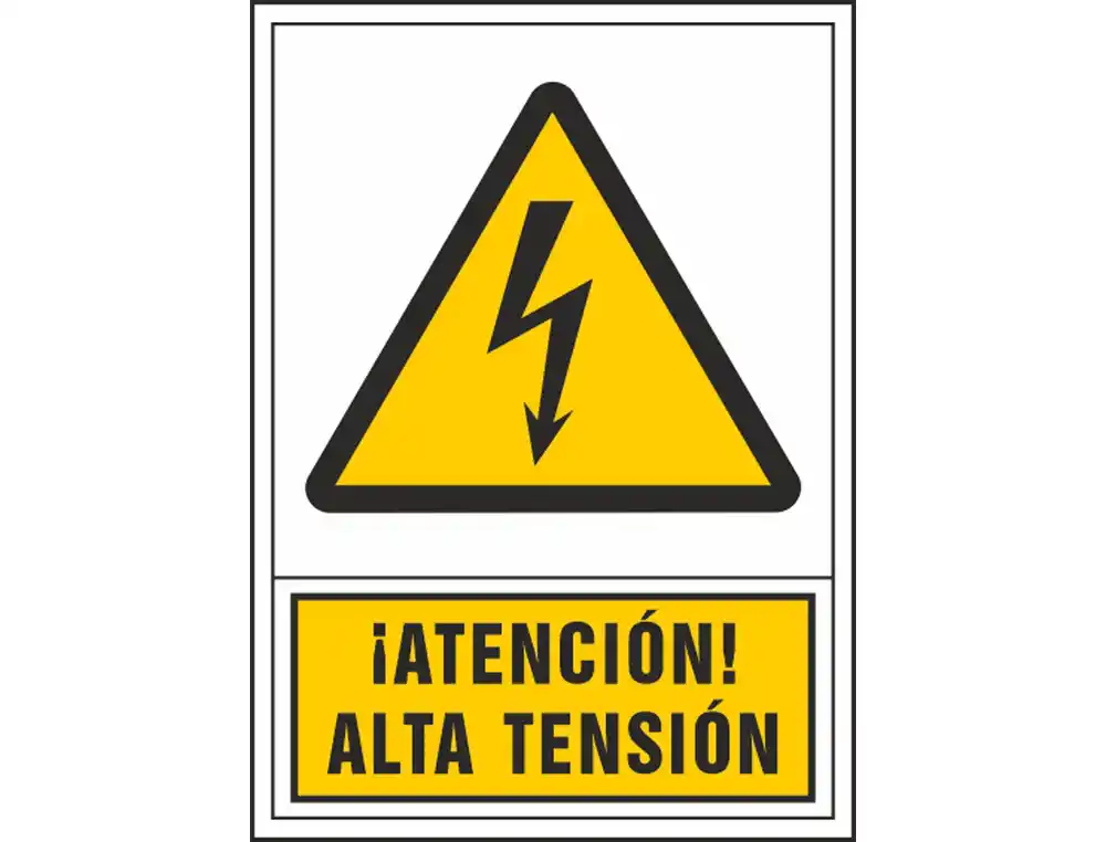 Pictograma Syssa Señal de Advertencia Atencion! Alta Tension en PVC 245x345 mm