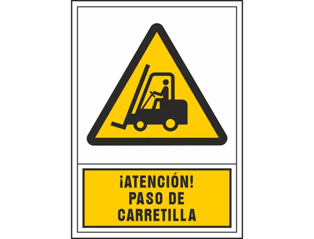 Pictograma Syssa Señal de Advertencia Atencion! Paso de Carretilla en PVC 245x345 mm