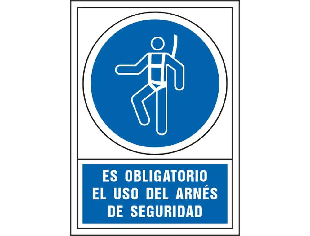 Pictograma Syssa Señal de Obligacion Es Obligatorio el Uso de Arnes de Seguridad en PVC 245x345 mm