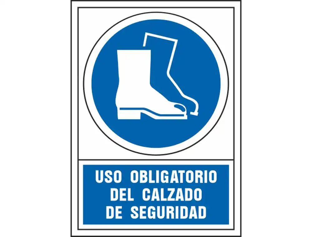 Pictograma Syssa Señal de Obligacion Uso Obligatorio del Calzado de Seguridad en PVC 245x345 mm