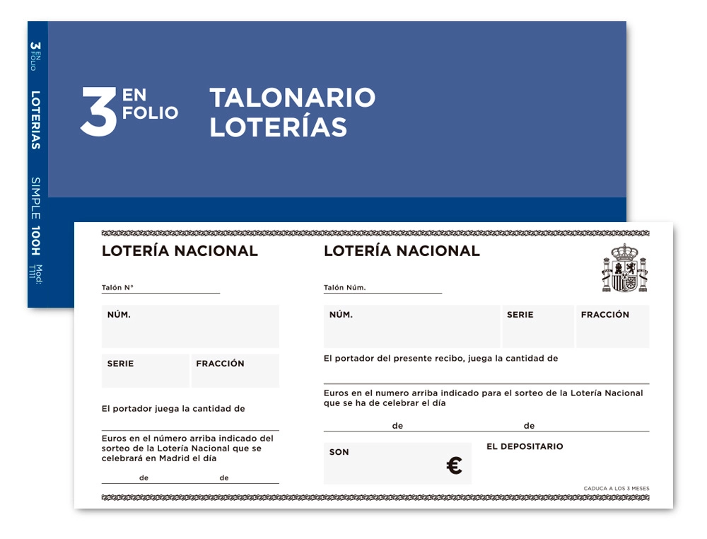 Talonario Liderpapel Loteria Tres en Folio 111
