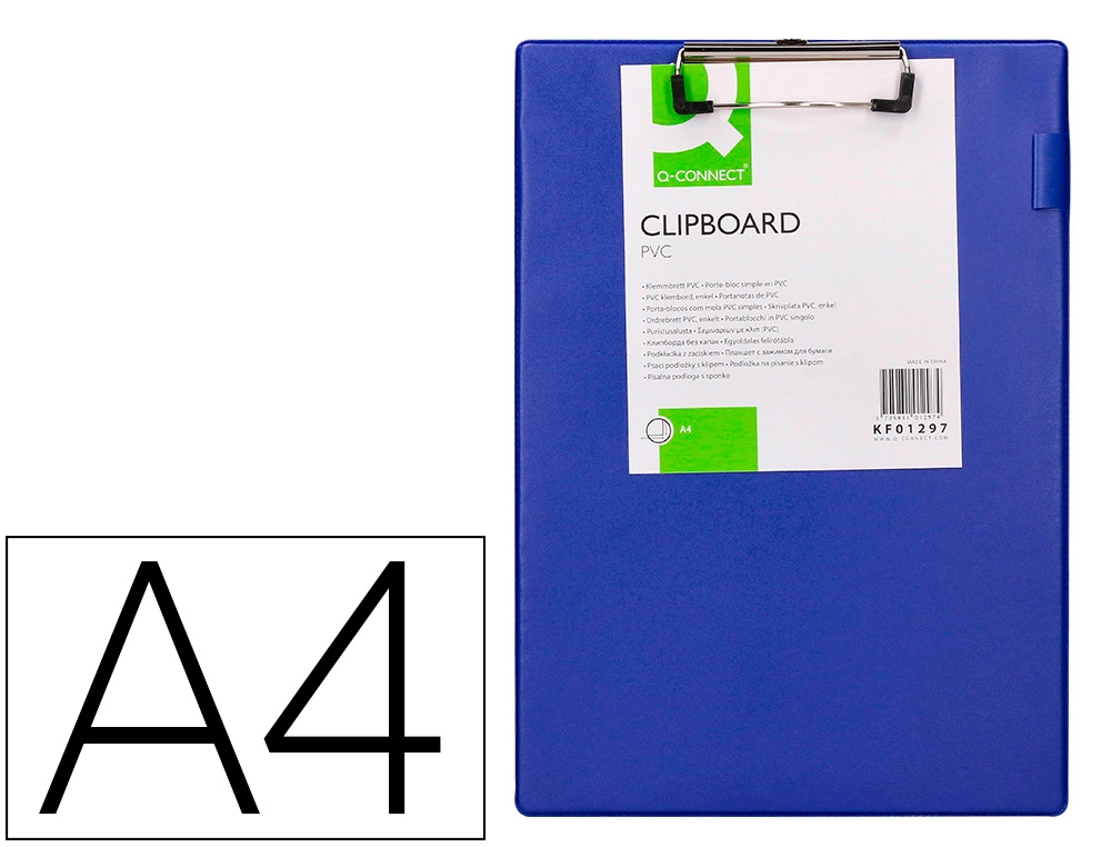 Portanotas Q-Connect Miniclips PVC DIN A4 Azul