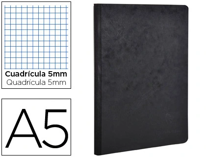 Libreta Age-Bag Tapa Cartulina Lomo Cosido Cuadro 5 mm 96 Hojas Color Negro 148x210 mm