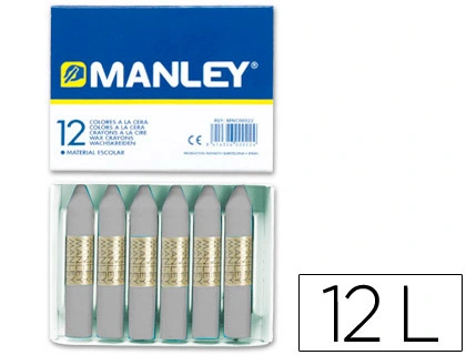 Lapices Cera Manley Unicolor Gris N.72 Caja de 12 Unidades