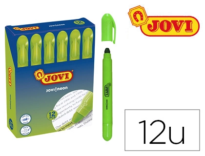 Marcador de Cera Gel Jovi Fluorescente Verde Caja de 12 Unidades