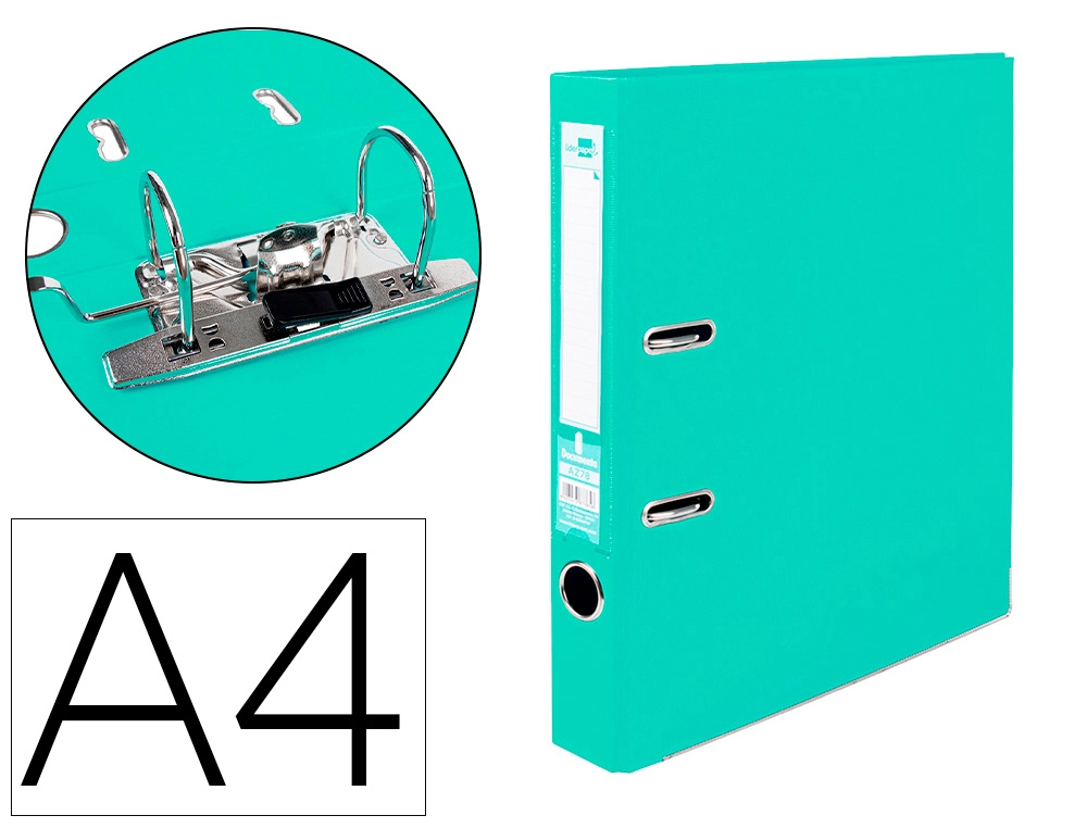 Archivador de Palanca Liderpapel A4 Documenta Forrado PVC con Rado Lomo 52 mm Verde Claro Compresor