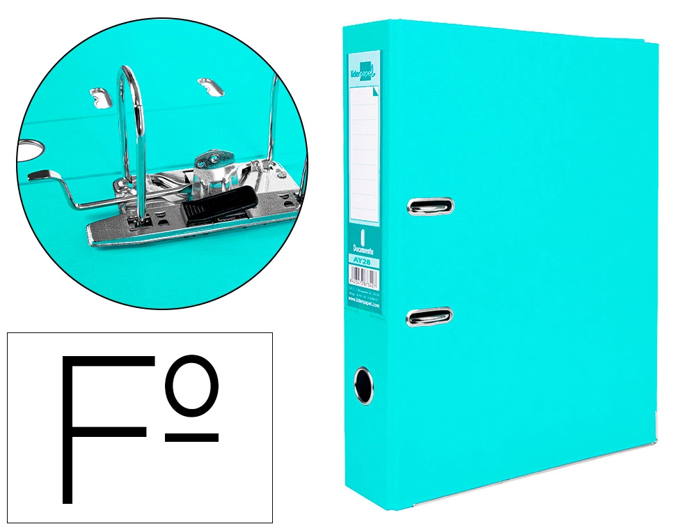 Archivador de Palanca Liderpapel Folio Documenta Forrado PVC con Rado Lomo 75 mm Verde Claro Compresor