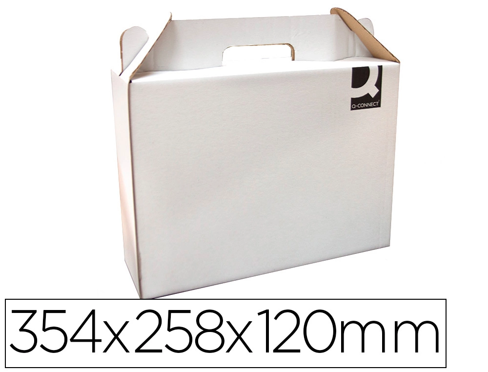 Caja Maletin con Asa Q-Connect Carton para Envio y Transporte 355x120x258 mm