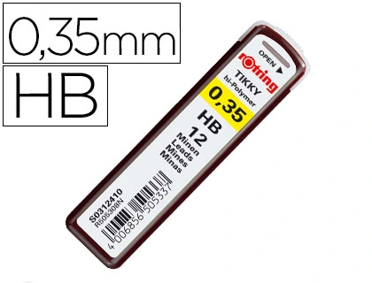 Minas Rotring Grafito 0,35 mm HB Estuche de 12 Minas